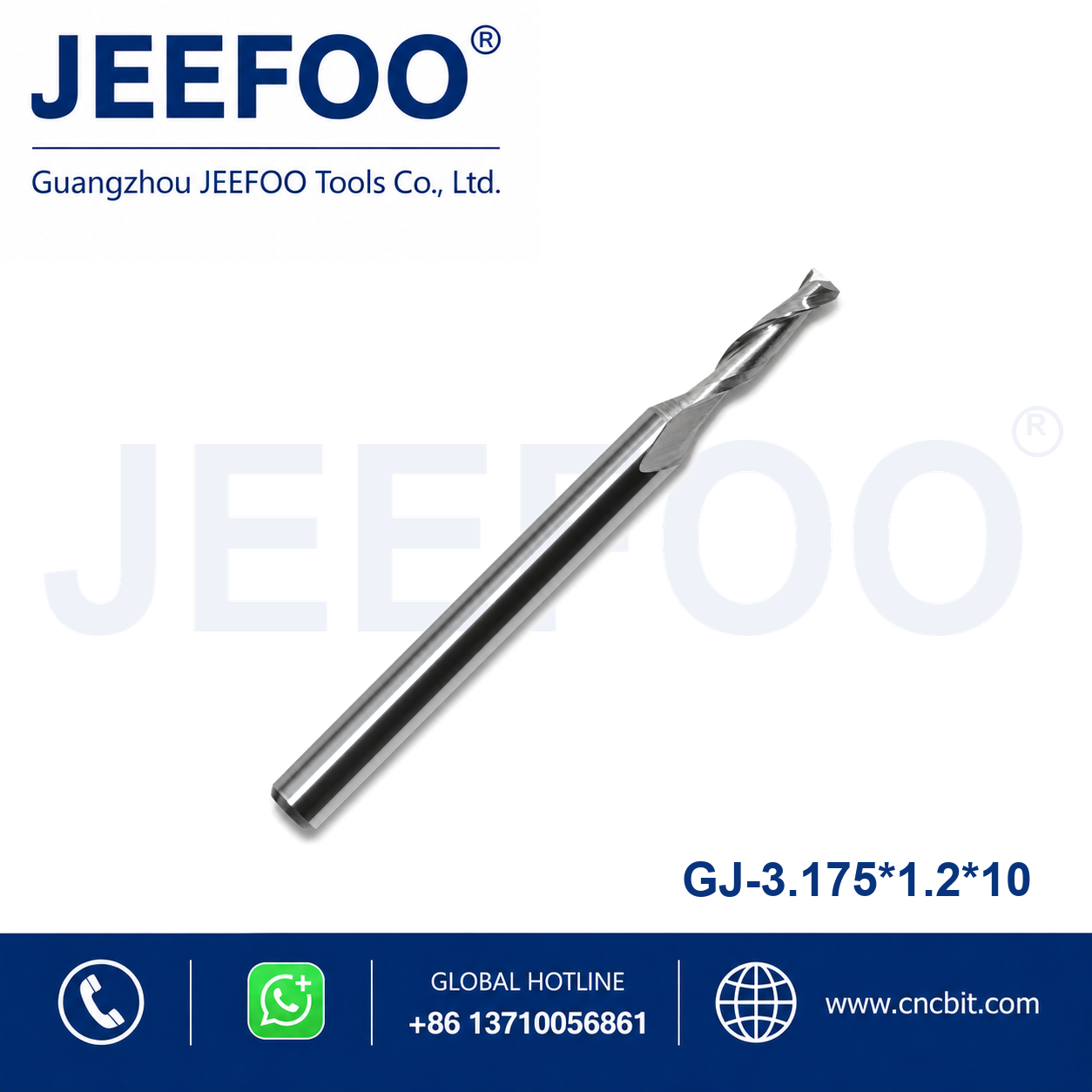 3.175x1.2x10 Two Spiral Flute Bits CNC router cutter