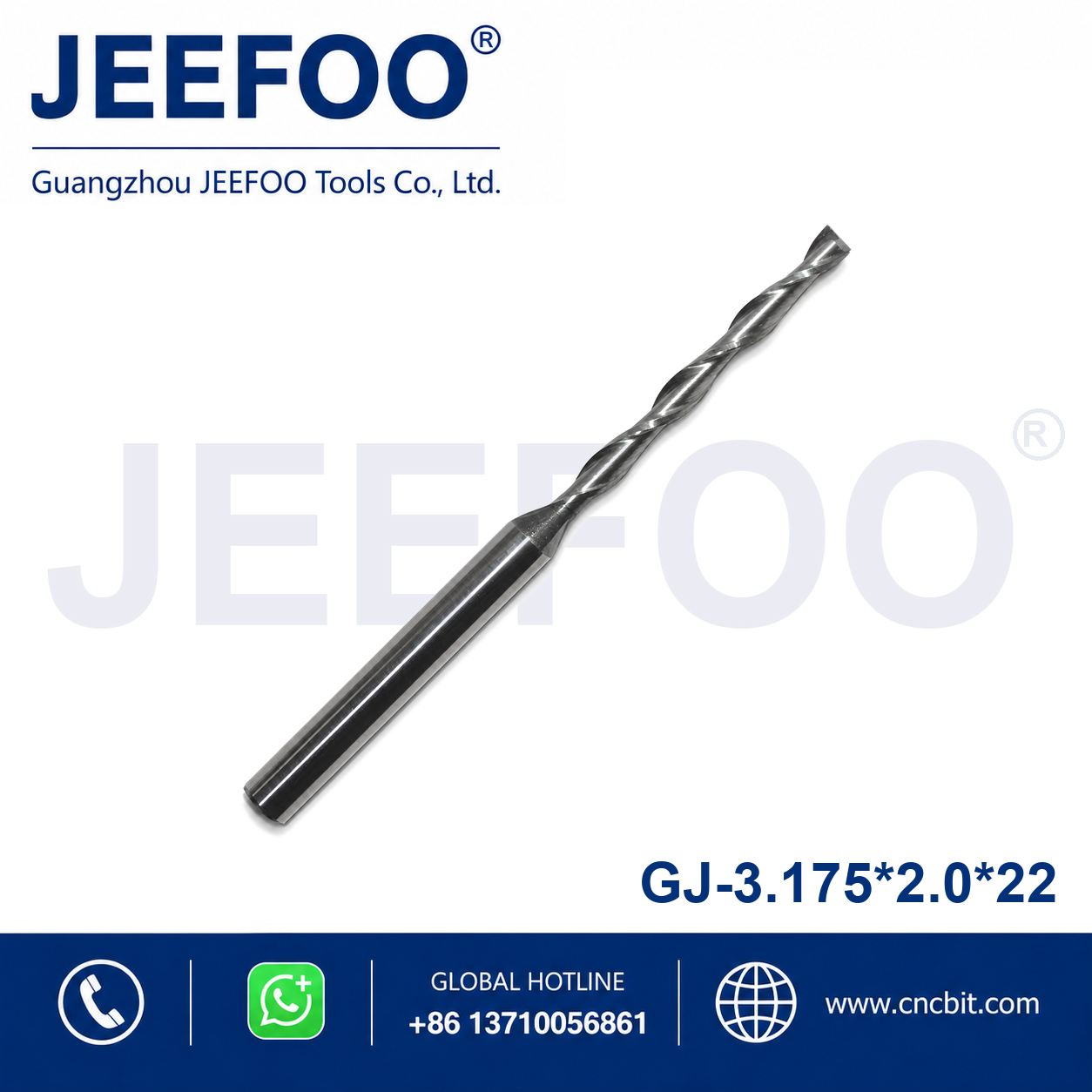 3.175x2.0x22 Two Spiral Flute Bits CNC router cutter