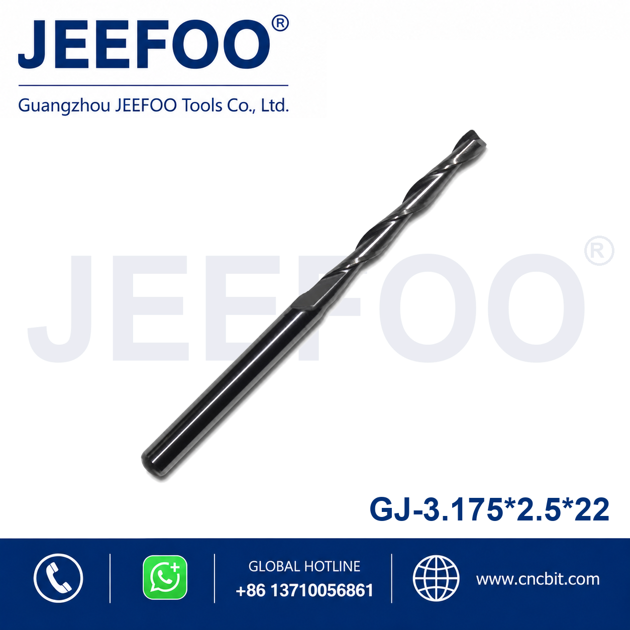 3.175x2.5x22 Two Spiral Flute Bits CNC router cutter