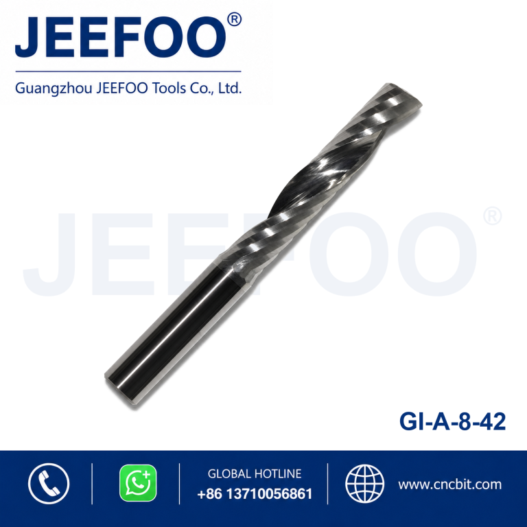 8x42 Single Flute Spiral Carbide Router Bits, CNC Cutting Tools for MDF Hardwood Acrylic product image