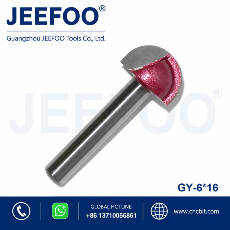Cuchillo de fondo redondo 6×16 – Guía de madera CNC