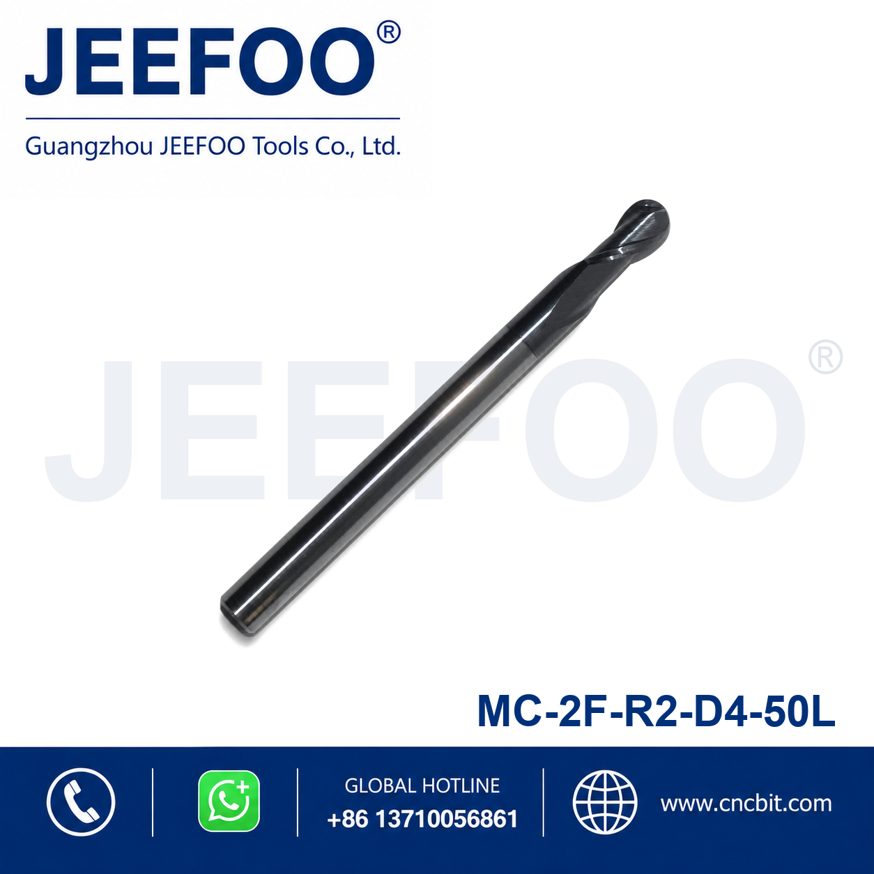 2FxR2x4x50L Solid Carbide Ball Nose End Mill for metal machining