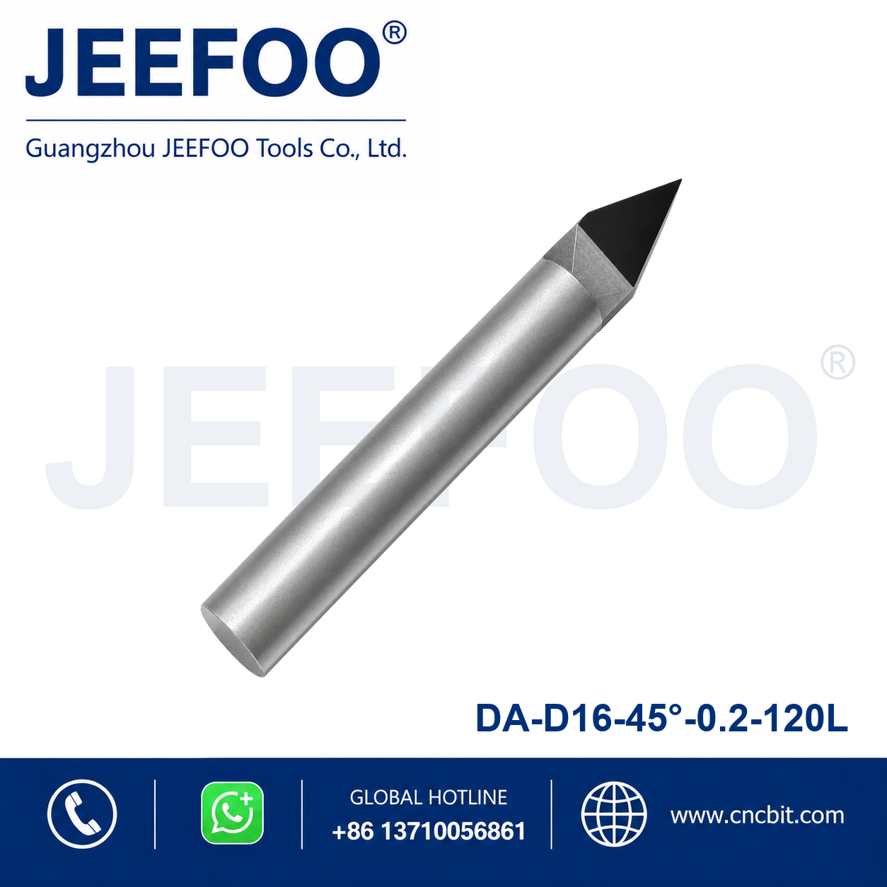 16x45°x0.2x120L Long Diamond Flat Bottom Engraving Bit