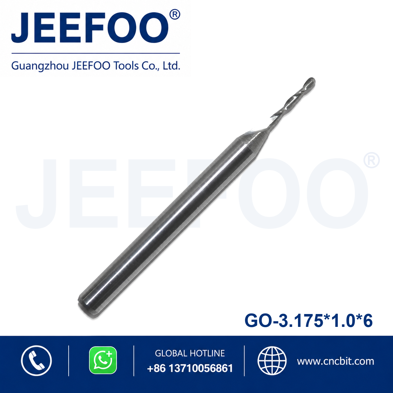 3.175x1.0x6 two flute ball nose end mill