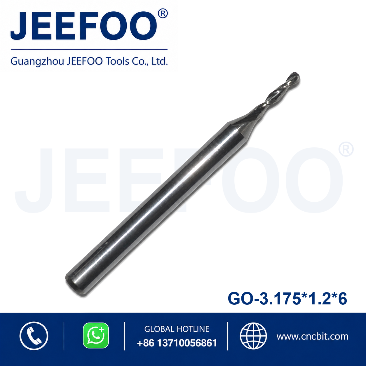 3.175x1.2x6 two flute ball nose end mill