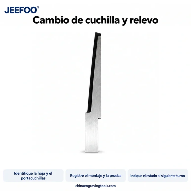 Cambio de cuchilla de corte digital: registro para el relevo de turno